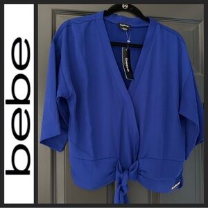 NWT BEBE Kimono Sleeve Tie-Front Top